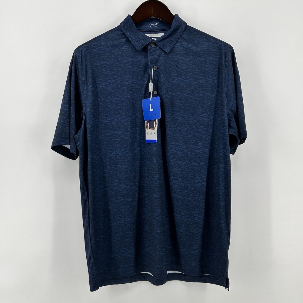 Greg Norman ML75 Play Dry Golf Polo Mens L Blue Space Dye Performance Preppy NWT